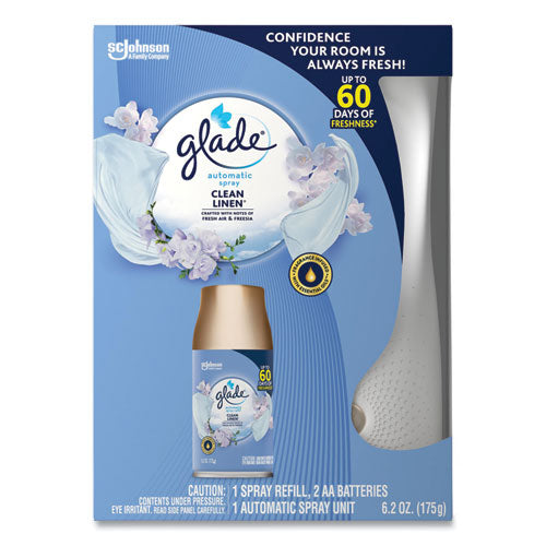 Glade® Automatic Air Freshener Starter Kit, Spray Unit And Refill, Clean Linen, 6.2 Oz freeshipping - TVN Wholesale