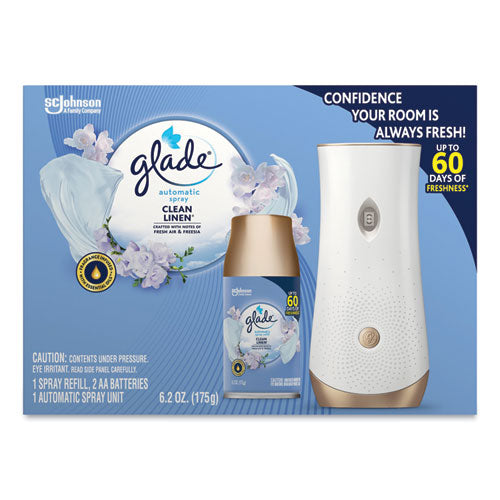 Glade® Automatic Air Freshener Starter Kit, Spray Unit And Refill, Clean Linen, 6.2 Oz freeshipping - TVN Wholesale