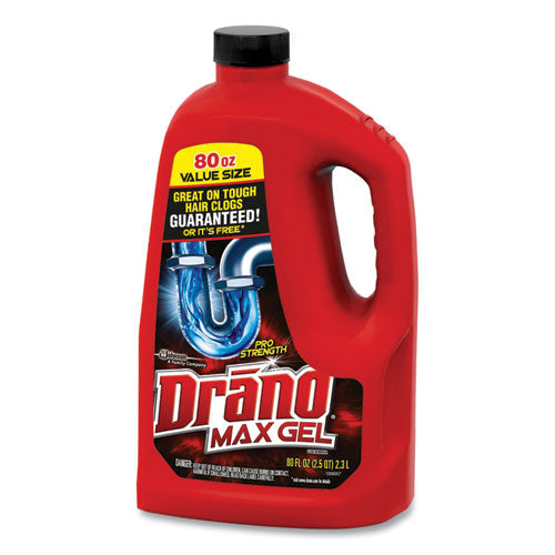 Drano® Max Gel Clog Remover, Bleach Scent, 80 Oz Bottle, 6-carton freeshipping - TVN Wholesale