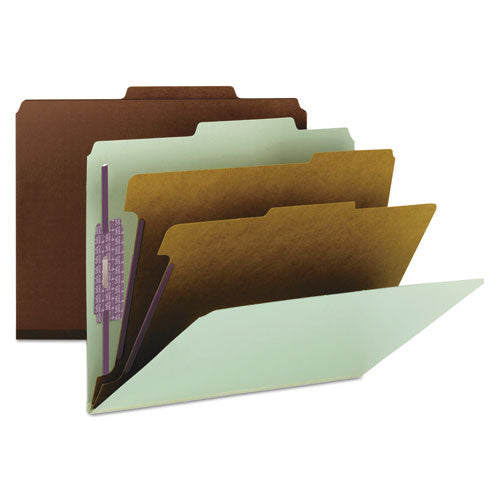 Smead® Pressboard Classification Folders With Safeshield Coated Fasteners, 2-5 Cut, 2 Dividers, Legal Size, Gray-green, 10-box freeshipping - TVN Wholesale