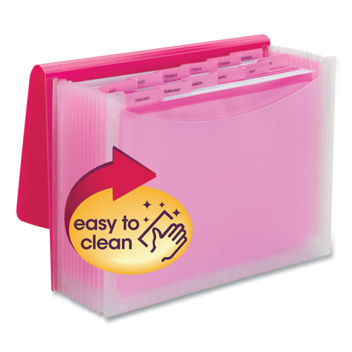 Smead® Poly Expanding File, 12 Sections, Letter Size, Pink-clear freeshipping - TVN Wholesale