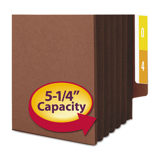 Smead® Redrope Drop-front End Tab File Pockets With Fully Lined Colored Gussets, 5.25" Expansion, Legal, Redrope-dark Brown, 10-box freeshipping - TVN Wholesale