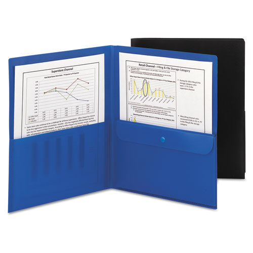 Smead® Poly Two-pocket Folder With Security Pocket, 11 X 8 1-2, Blue, 5-pack freeshipping - TVN Wholesale
