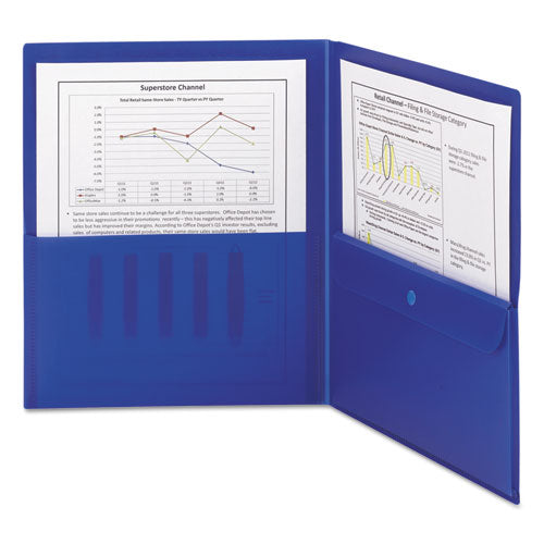 Smead® Poly Two-pocket Folder With Security Pocket, 11 X 8 1-2, Blue, 5-pack freeshipping - TVN Wholesale