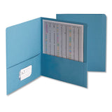 Two-pocket Folder, Embossed Leather Grain Paper, 100-sheet Capacity, 11 X 8.5, Blue, 25-box
