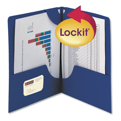 Smead® Lockit Two-pocket Folder, Textured Paper, 100-sheet Capacity, 11 X 8.5, Dark Blue, 25-box freeshipping - TVN Wholesale