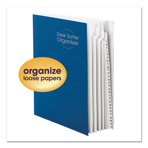 Smead® Deluxe Expandable Indexed Desk File-sorter, 31 Dividers, Dates, Letter-size, Dark Blue Cover freeshipping - TVN Wholesale