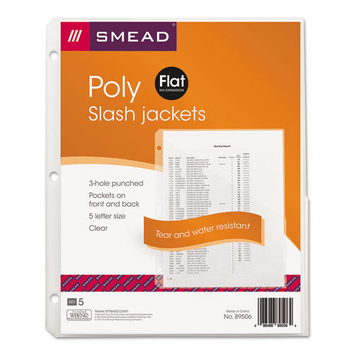 Smead® Organized Up Poly Slash Jackets, 2-sections, Letter Size, Clear, 5-pack freeshipping - TVN Wholesale