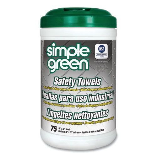 Simple Green® Safety Towels, 10 X 11 3-4, 75-canister, 6 Per Carton freeshipping - TVN Wholesale