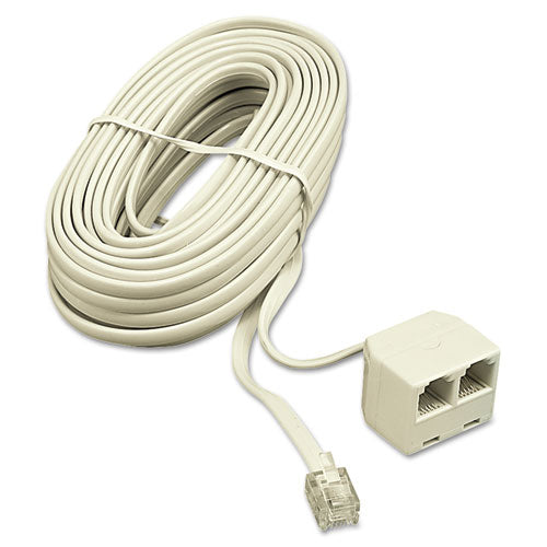 Softalk® Telephone Extension Cord, Plug-dual Jack, 25 Ft., Almond freeshipping - TVN Wholesale