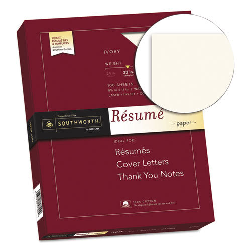 Southworth® 100% Cotton Resume Paper, 32 Lb, 8.5 X 11, Ivory, 100-pack freeshipping - TVN Wholesale