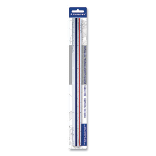 Staedtler® Triangular Scale Plastic Engineers Ruler, 12" Long, White With Colored Grooves freeshipping - TVN Wholesale