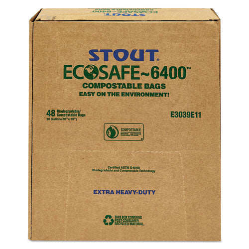 Stout® by Envision™ Ecosafe-6400 Bags, 30 Gal, 1.1 Mil, 30" X 39", Green, 48-box freeshipping - TVN Wholesale