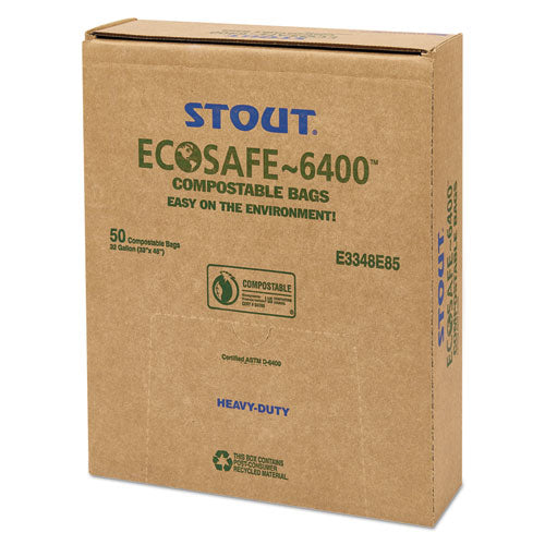 Stout® by Envision™ Ecosafe-6400 Bags, 32 Gal, 0.85 Mil, 33" X 48", Green, 50-box freeshipping - TVN Wholesale