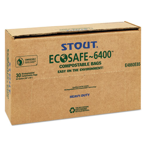 Stout® by Envision™ Ecosafe-6400 Bags, 64 Gal, 0.85 Mil, 48" X 60", Green, 30-box freeshipping - TVN Wholesale