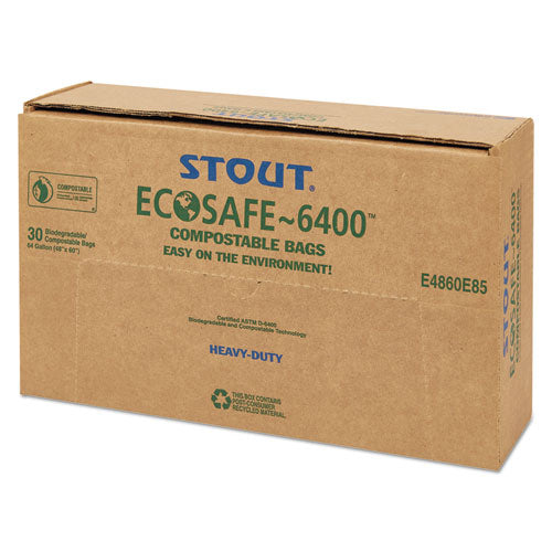 Stout® by Envision™ Ecosafe-6400 Bags, 64 Gal, 0.85 Mil, 48" X 60", Green, 30-box freeshipping - TVN Wholesale