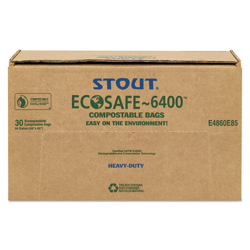 Stout® by Envision™ Ecosafe-6400 Bags, 64 Gal, 0.85 Mil, 48" X 60", Green, 30-box freeshipping - TVN Wholesale