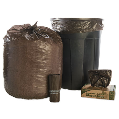 Stout® by Envision™ Controlled Life-cycle Plastic Trash Bags, 39 Gal, 1.1 Mil, 33" X 44", Brown, 40-box freeshipping - TVN Wholesale
