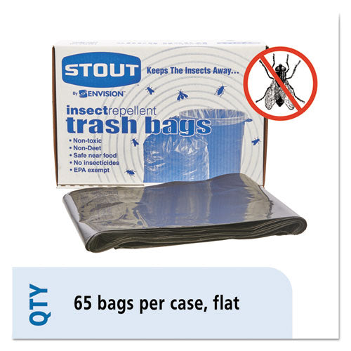 Stout® by Envision™ Insect-repellent Trash Bags, 55 Gal, 2 Mil, 37" X 52", Black, 65-box freeshipping - TVN Wholesale