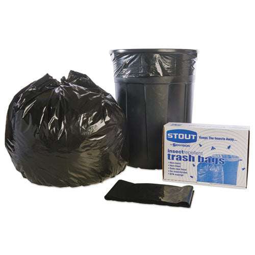 Stout® by Envision™ Insect-repellent Trash Bags, 55 Gal, 2 Mil, 37" X 52", Black, 65-box freeshipping - TVN Wholesale