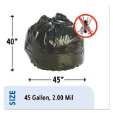 Stout® by Envision™ Insect-repellent Trash Bags, 45 Gal, 2 Mil, 40" X 45", Black, 65-box freeshipping - TVN Wholesale