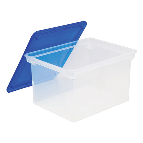 Storex Plastic File Tote, Letter-legal Files, 18.5" X 14.25" X 10.88", Clear-blue freeshipping - TVN Wholesale