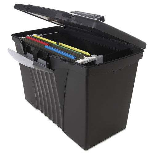Storex Portable Letter-legal Filebox With Organizer Lid, Letter-legal Files, 14.5" X 10.5" X 12", Clear-silver freeshipping - TVN Wholesale