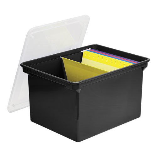 Storex Plastic File Tote, Letter-legal Files, 18.5" X 14.25" X 10.88", Black-clear freeshipping - TVN Wholesale