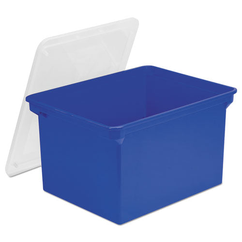 Storex Plastic File Tote, Letter-legal Files, 18.5" X 14.25" X 10.88", Blue-clear freeshipping - TVN Wholesale