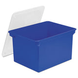 Storex Plastic File Tote, Letter-legal Files, 18.5" X 14.25" X 10.88", Blue-clear freeshipping - TVN Wholesale