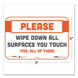 Tabbies® Besafe Messaging Repositionable Wall-door Signs, 9 X 6, Please Wipe Down All Surfaces You Touch, White, 3-pack freeshipping - TVN Wholesale