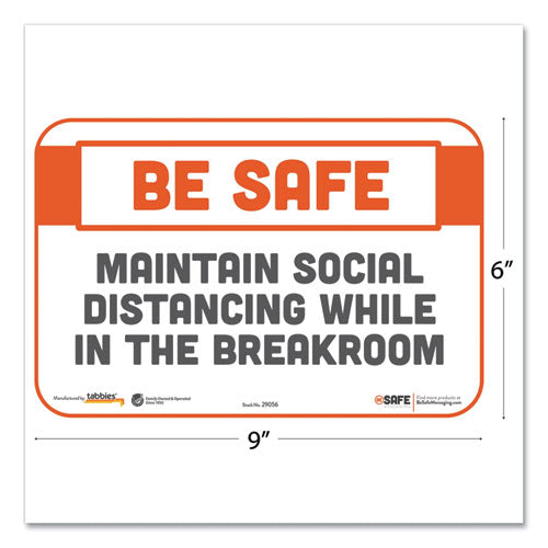 Tabbies® Besafe Messaging Repositionable Wall-door Signs, 9 X 6, Maintain Social Distancing While In The Breakroom, White, 30-carton freeshipping - TVN Wholesale