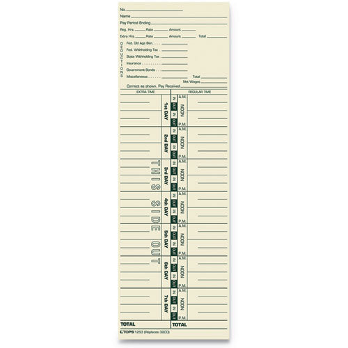 TOPS™ Time Clock Cards, Replacement For 3200, One Side, 3.5 X 10.5, 500-box freeshipping - TVN Wholesale