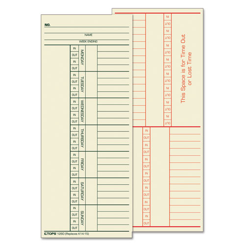 TOPS™ Time Clock Cards, Replacement For K14-15, Two Sides, 3.38 X 8.25, 500-box freeshipping - TVN Wholesale