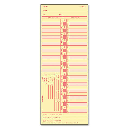 TOPS™ Time Clock Cards, Replacement For 10-100382-1950-9631, Two Sides, 3.5 X 10.5, 500-box freeshipping - TVN Wholesale