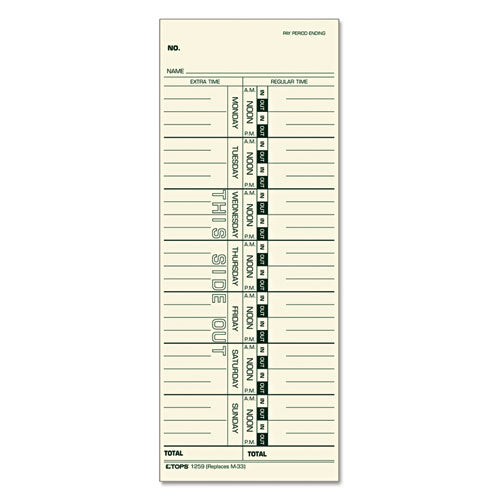 TOPS™ Time Clock Cards, Replacement For 10-100382-1950-9631, Two Sides, 3.5 X 10.5, 500-box freeshipping - TVN Wholesale