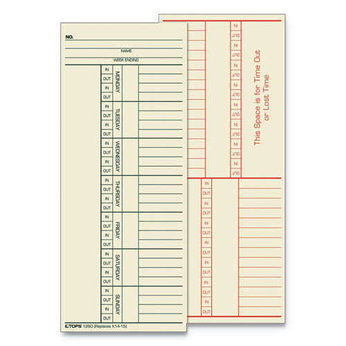 TOPS™ Time Clock Cards, Replacement For 10-100382-1950-9631, Two Sides, 3.5 X 10.5, 500-box freeshipping - TVN Wholesale