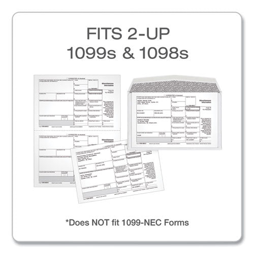 TOPS™ 1099 Double Window Envelope, Commercial Flap, Gummed Closure, Contemporary Seam, 5.63 X 9, White, 24-pack freeshipping - TVN Wholesale