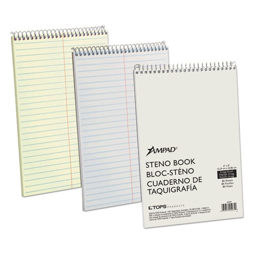 Ampad® Steno Pads, Gregg Rule, Tan Cover, 70 Green-tint 6 X 9 Sheets, 6-pack freeshipping - TVN Wholesale