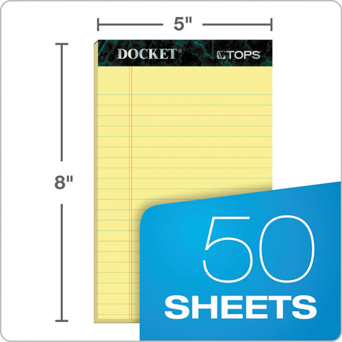 TOPS™ Docket Ruled Perforated Pads, Narrow Rule, 50 Canary-yellow 5 X 8 Sheets, 12-pack freeshipping - TVN Wholesale