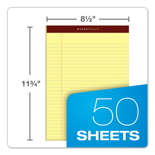TOPS™ Docket Gold Ruled Perforated Pads, Wide-legal Rule, 50 Canary-yellow 8.5 X 11.75 Sheets, 12-pack freeshipping - TVN Wholesale