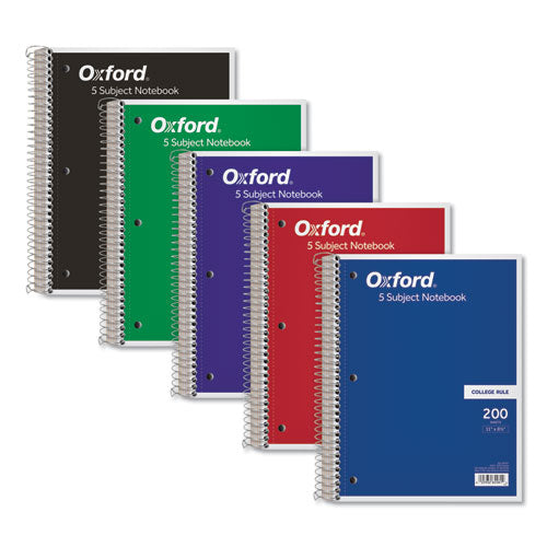 Oxford™ Coil-lock Wirebound Notebooks, 3-hole Punched, 5 Subject, Medium-college Rule, Randomly Assorted Covers, 11 X 8.5, 200 Sheets freeshipping - TVN Wholesale