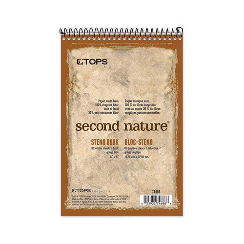 TOPS™ Second Nature Recycled Notepads, Gregg Rule, Brown Cover, 80 White 6 X 9 Sheets freeshipping - TVN Wholesale
