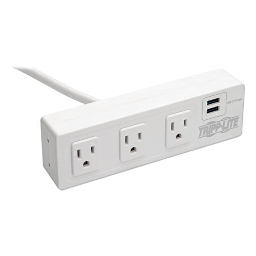 Tripp Lite Three-outlet Surge Protector With Two Usb Ports, 10 Ft Cord, 510 Joules, White freeshipping - TVN Wholesale