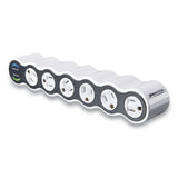 Powercurve Surge Protector, 6 Ac Outlets, 4 Ft Cord, 1080 J, White-black