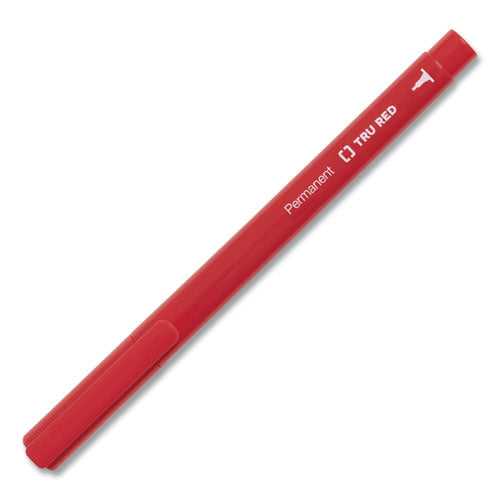 TRU RED™ Permanent Marker, Pen-style, Extra-fine Needle Tip, Red, Dozen freeshipping - TVN Wholesale