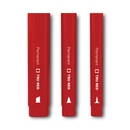 TRU RED™ Permanent Marker, Pen-style, Fine Bullet Tip, Red, Dozen freeshipping - TVN Wholesale