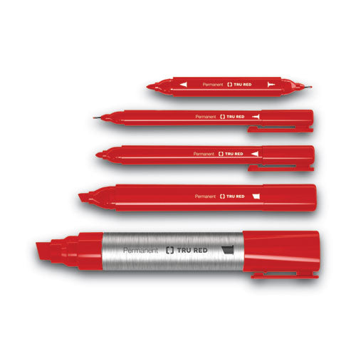 TRU RED™ Permanent Marker, Pen-style, Fine Bullet Tip, Red, Dozen freeshipping - TVN Wholesale