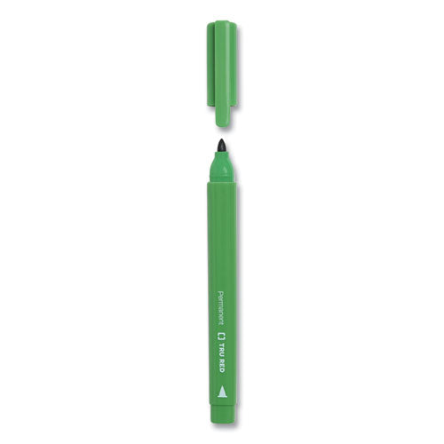 TRU RED™ Permanent Marker, Pen-style, Fine Bullet Tip, Green, Dozen freeshipping - TVN Wholesale