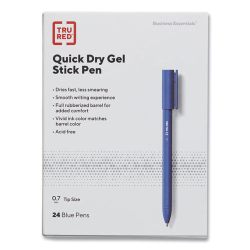 TRU RED™ Quick Dry Gel Pen, Stick, Medium 0.7 Mm, Blue Ink, Blue Barrel, 24-pack freeshipping - TVN Wholesale